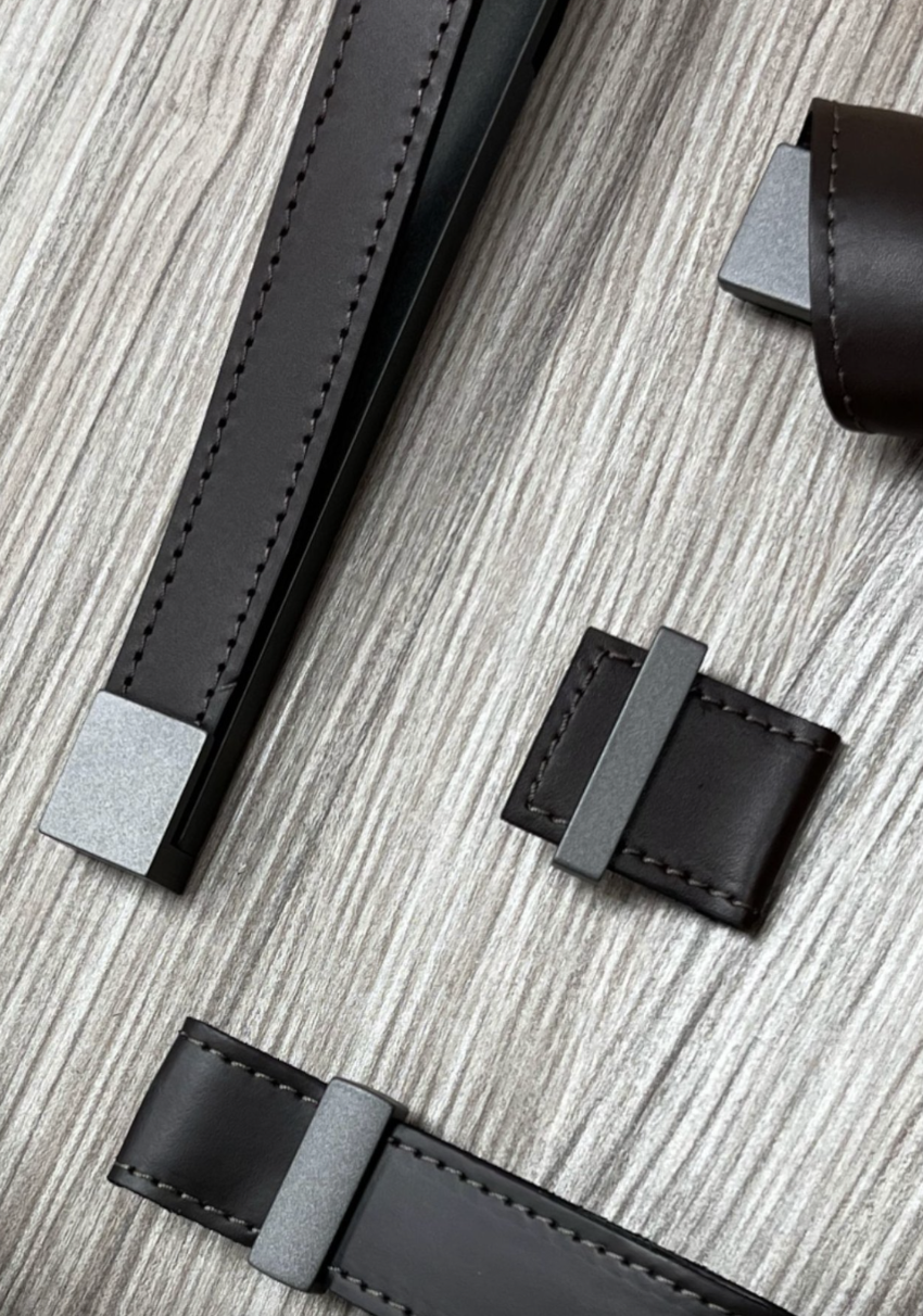 Leather bedroom handles